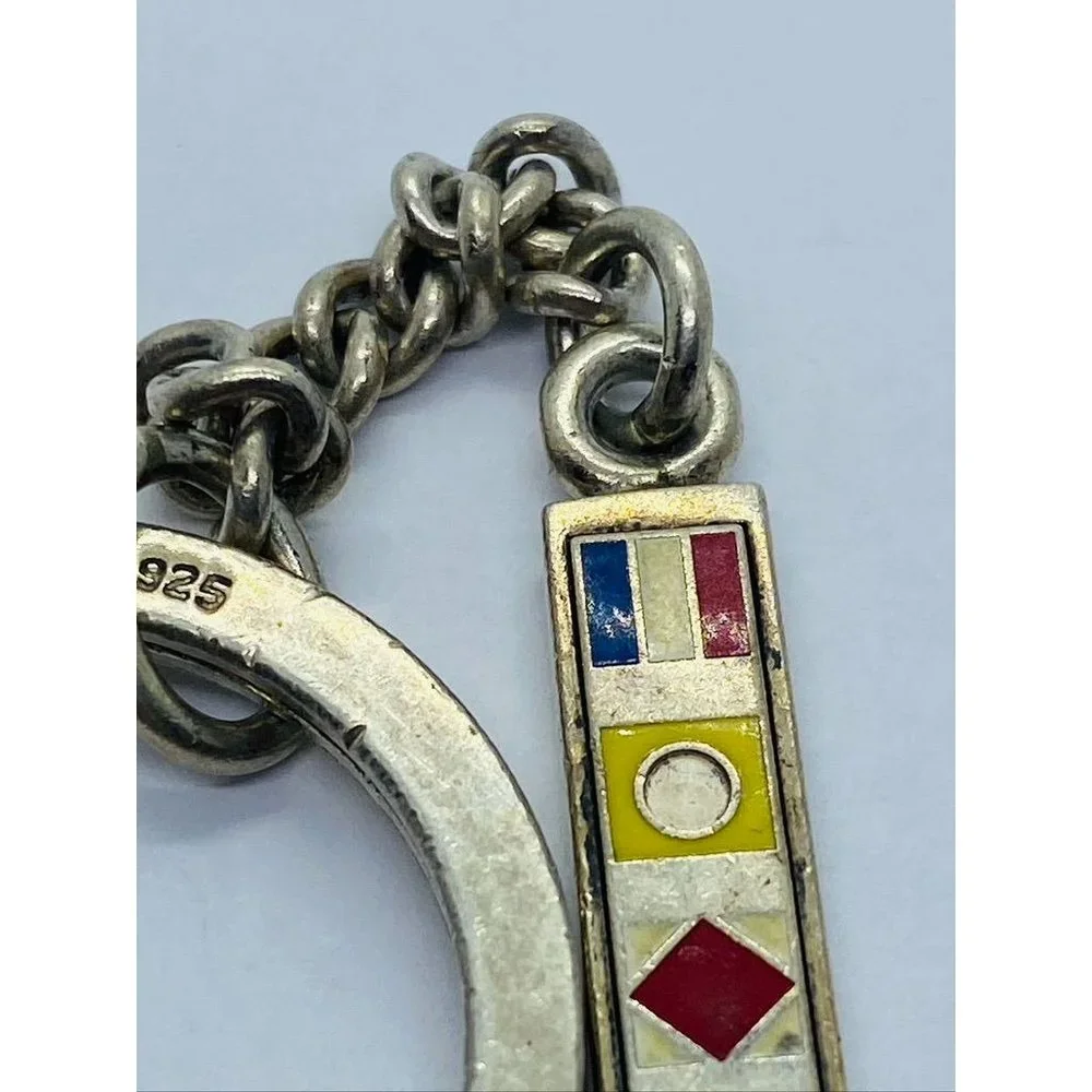 TIFFANY & Co Sterling Silver 925 Nautical Boat Flag Enamel Keychain  READ - Picture 3 of 9